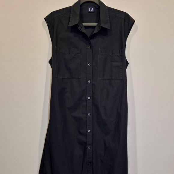 The Gap Black Utility Sleeveless Shirtdress | Size L - Picture 3 of 4
